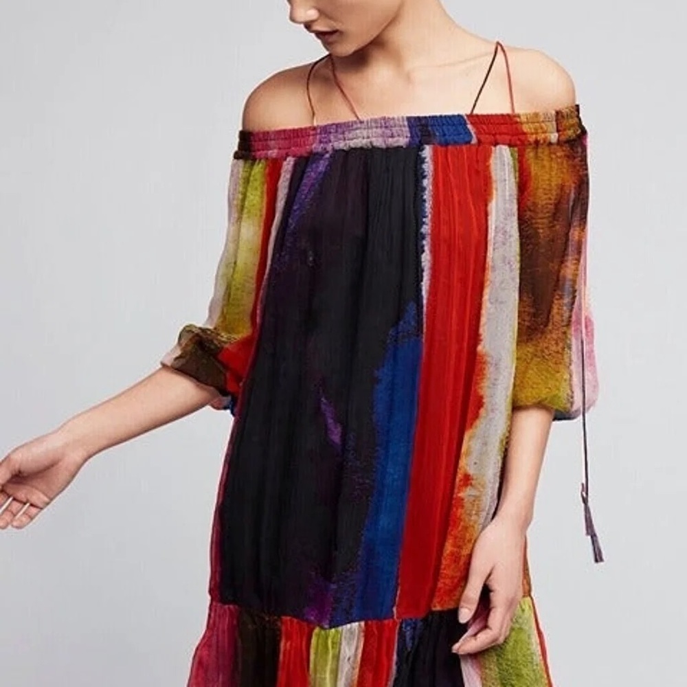 Anthropologie Floreat Colorful Watercolor Dress size XS